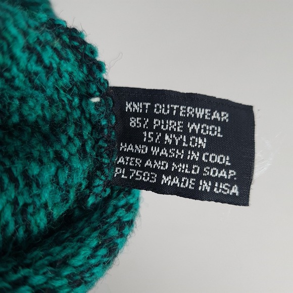 Vintage LL Bean Husky Dog Wool Hat One Size Green Beanie Lined USA Winter 90s - Picture 15 of 16